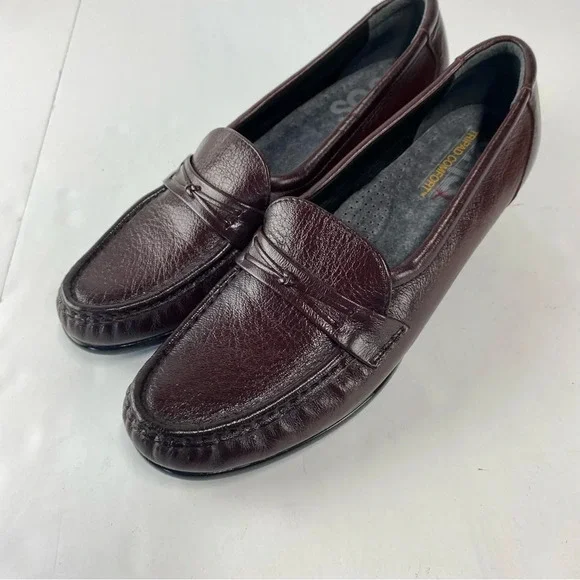SAS Womens 7.5S Tripad Comfort Burgundy Leather Slip On Wedge Loafers - Picture 4 of 7